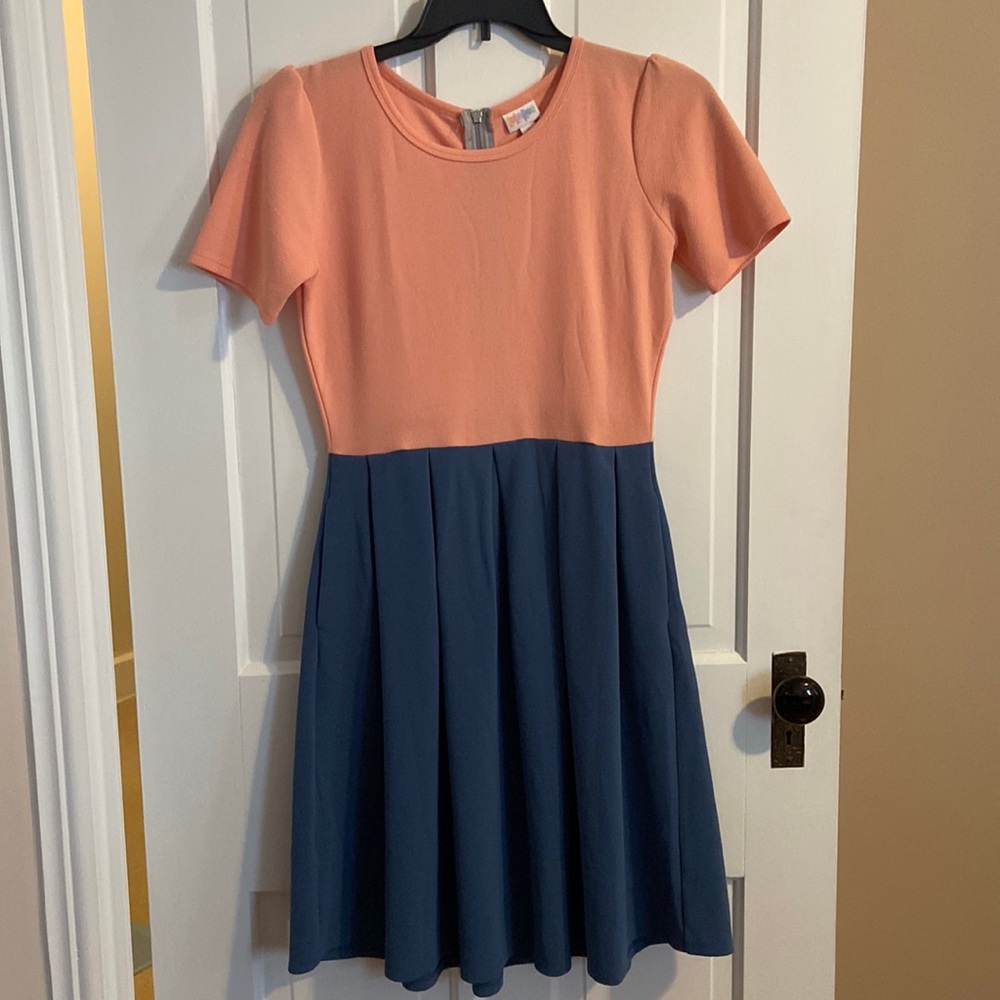 Peach & Blue Lularoe Amelia Dress